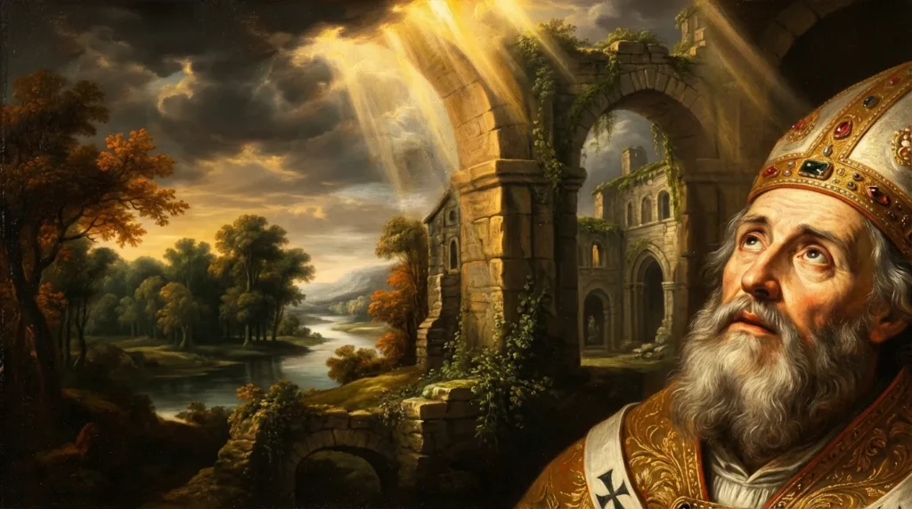 Portrait de saint Abel de Lobbes, moine irlandais du VIIIe siècle, archevêque de Reims missionnaire