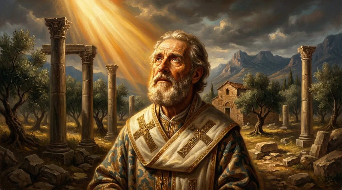 Portrait de saint Achille de Larissa, évêque grec du IVe siècle, père conciliaire de Nicée