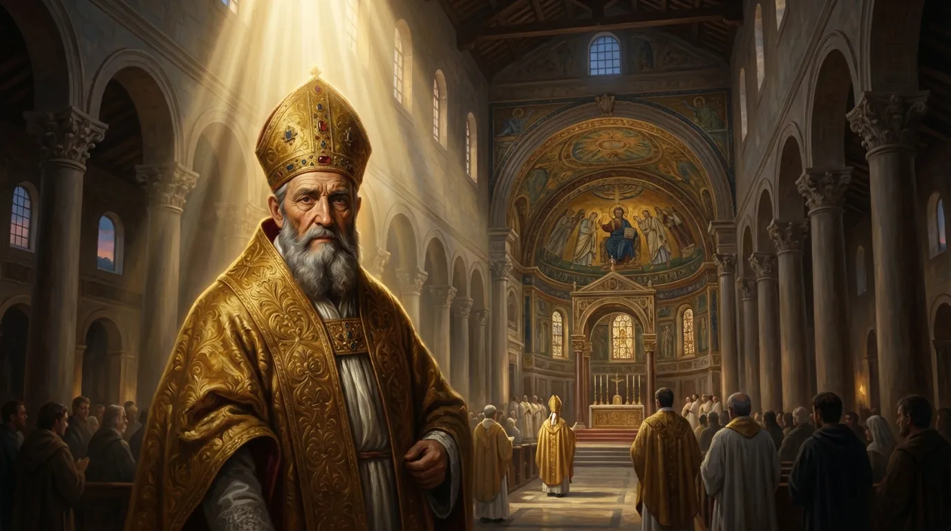 Portrait de saint Ambroise de Milan, évêque du IVe siècle, docteur de l'Église et baptiseur d'Augustin