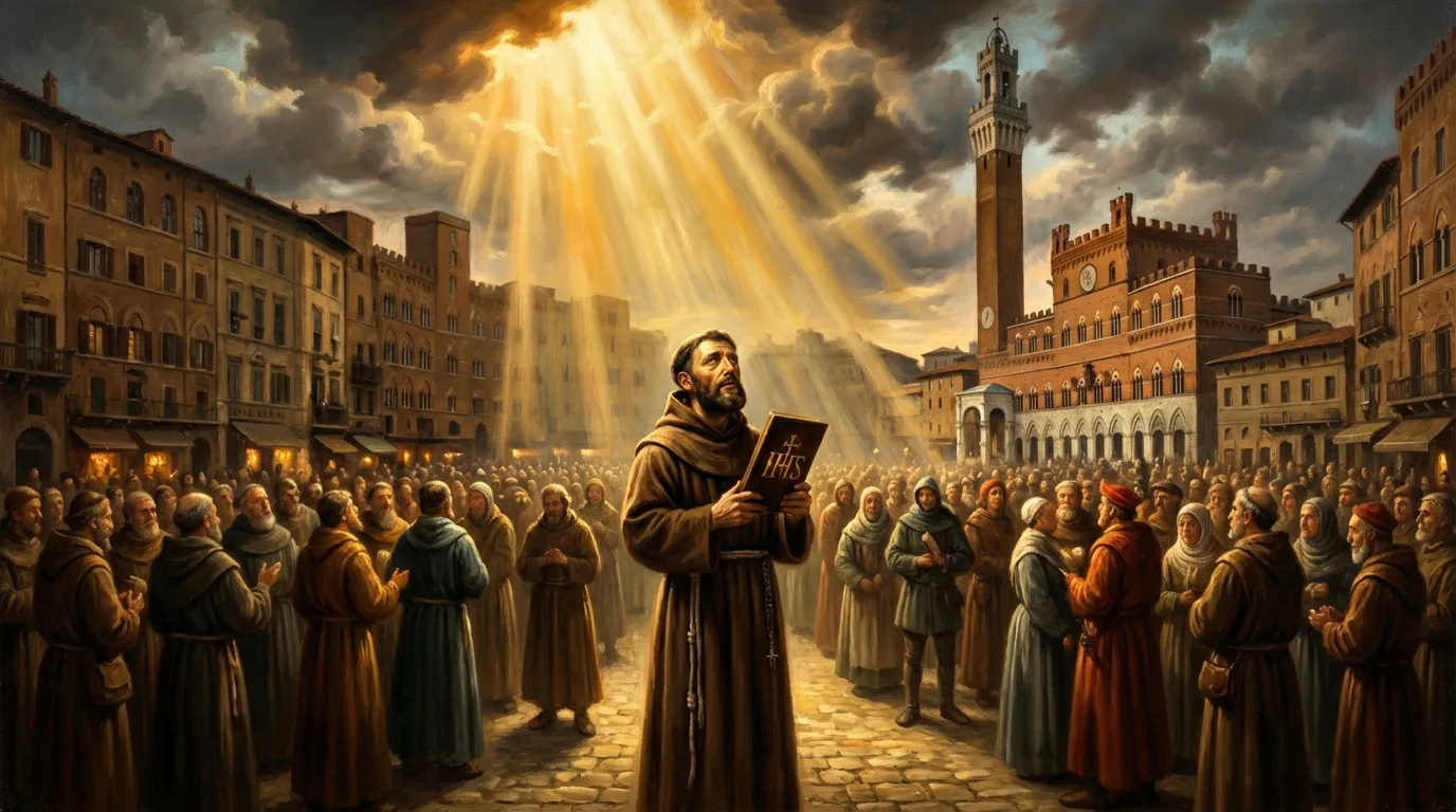 Portrait de saint Bernardin de Sienne, prédicateur franciscain du XVe siècle
