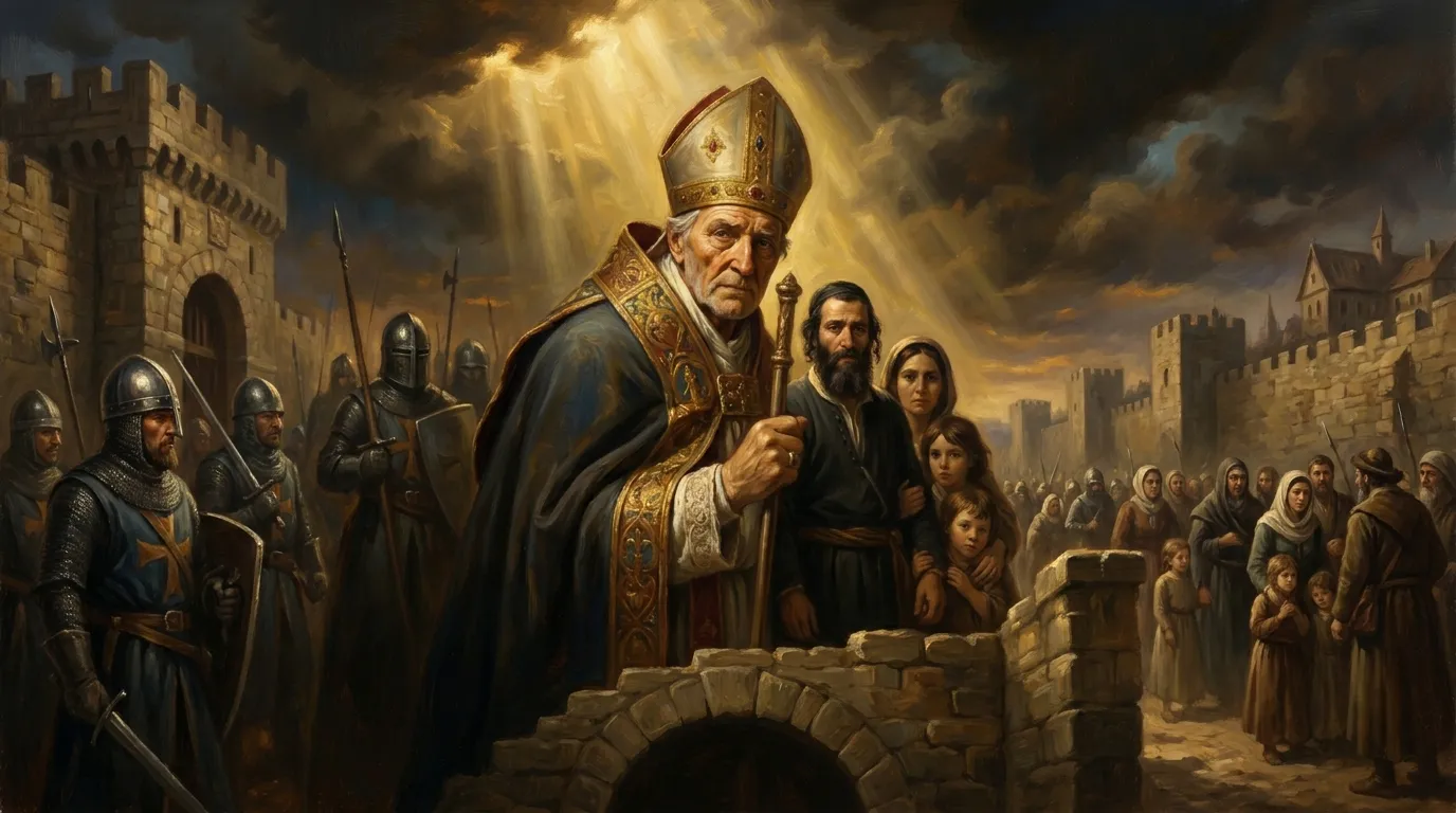 Portrait de saint Geoffroy d'Amiens, évêque du XIIe siècle, réformateur de la cathédrale picarde