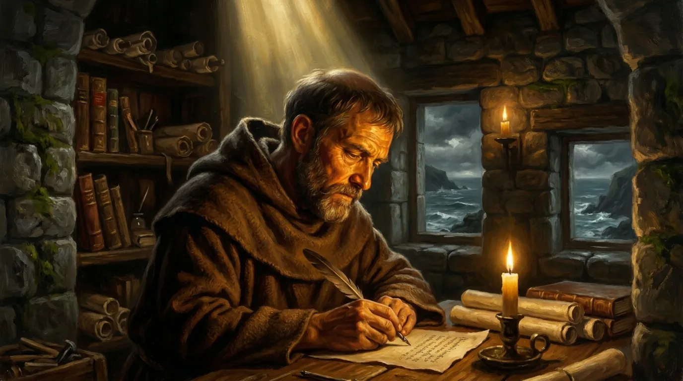 Portrait de saint Gildas, moine et historien breton du VIe siècle, fondateur de Saint-Gildas-de-Rhuys