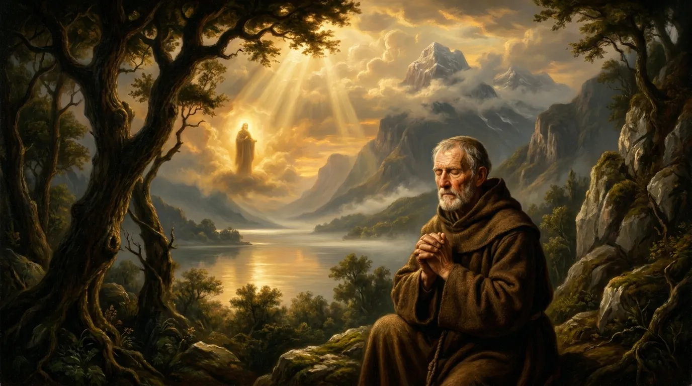 Portrait de saint Herbert, ermite anglais du VIIe siècle, ami de saint Cuthbert de Lindisfarne