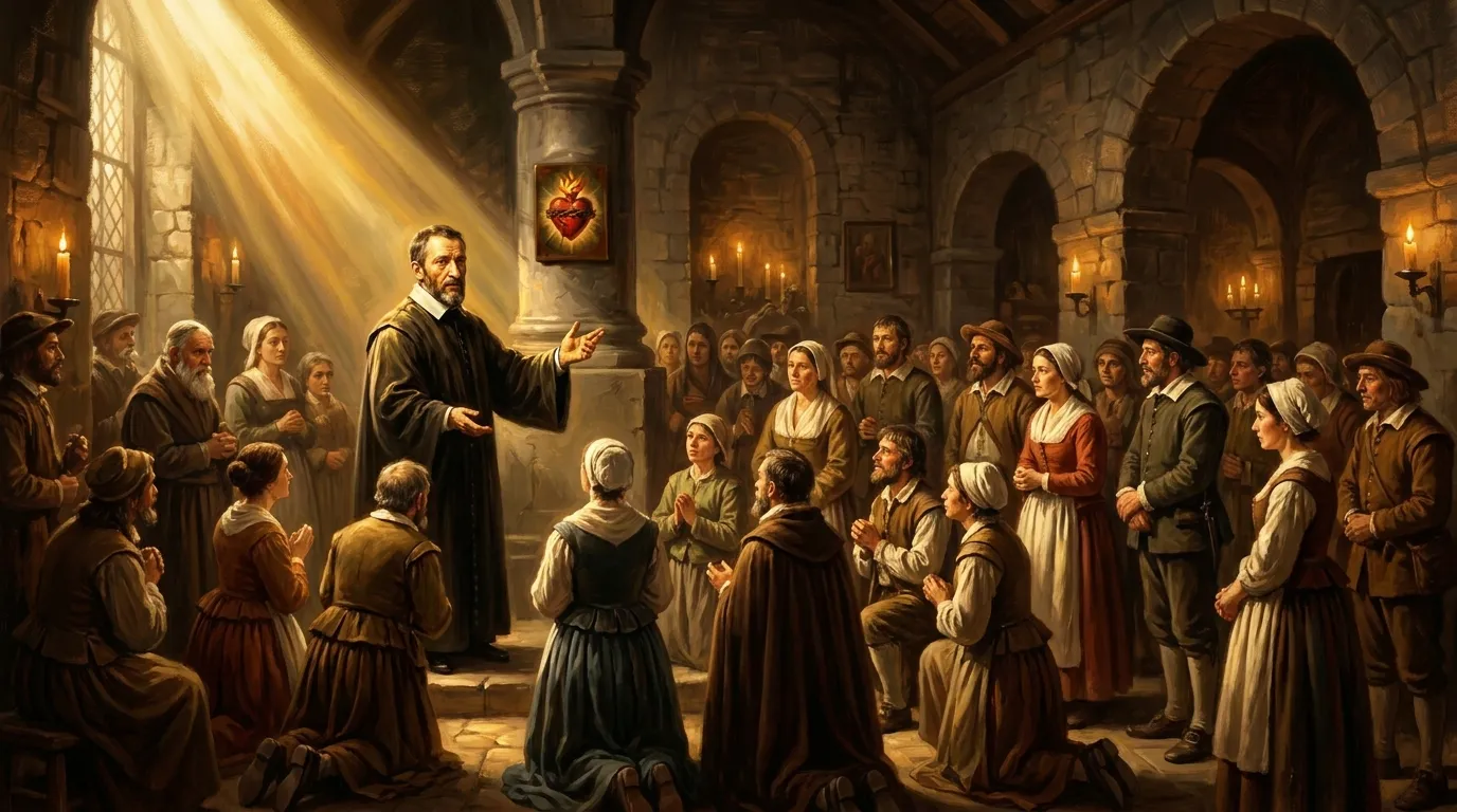 Portrait de saint Jean Eudes, prêtre normand du XVIIe siècle, apôtre des Sacrés-Cœurs