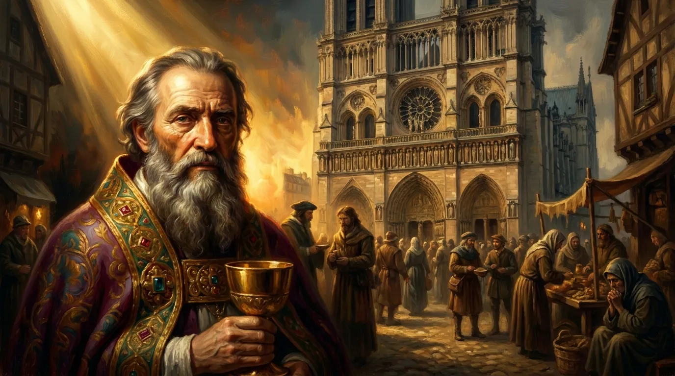 Portrait de saint Landry, évêque de Paris au VIIe siècle, fondateur de l'Hôtel-Dieu
