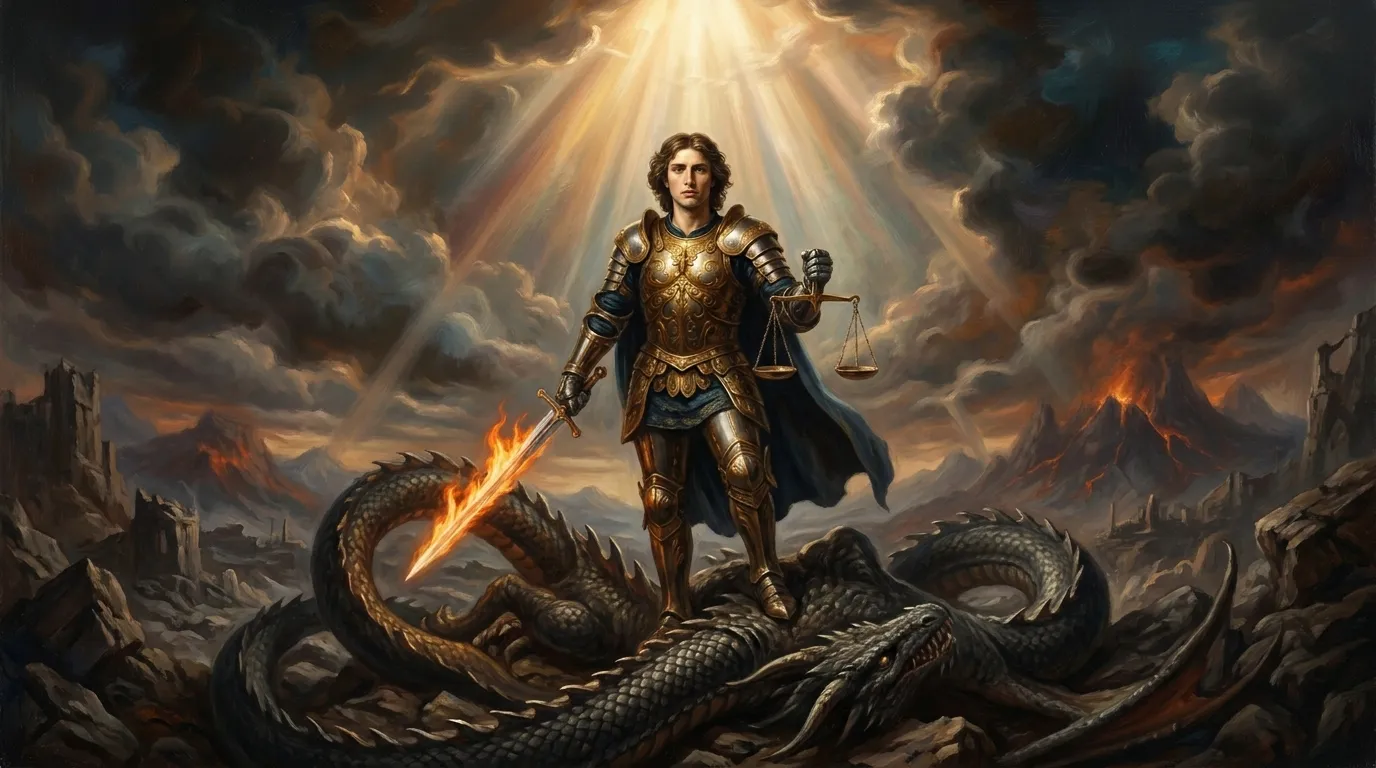 Portrait de saint Michel archange, prince des armées célestes, vainqueur du dragon