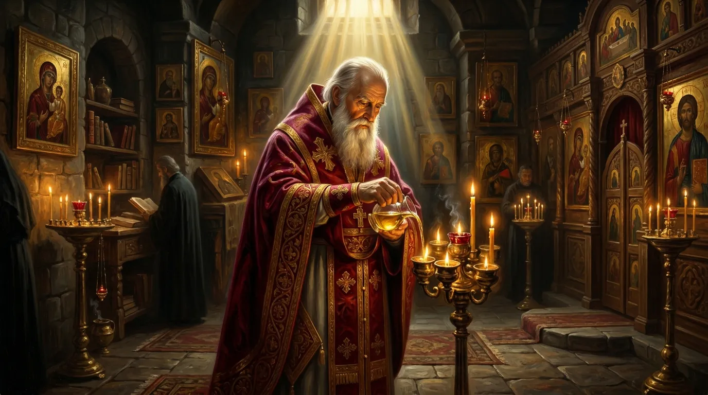 Portrait de saint Narcisse, évêque de Jérusalem au IIe siècle, thaumaturge centenaire