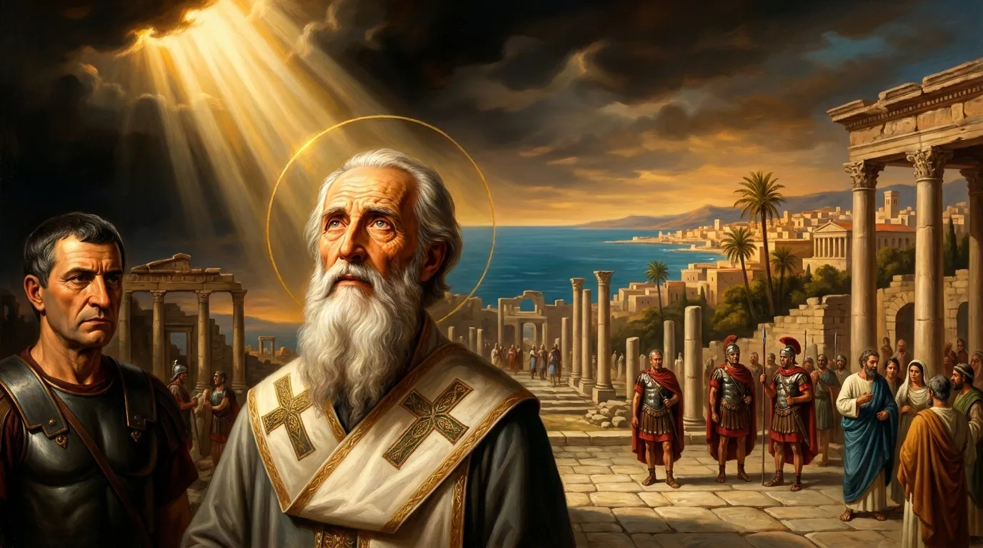 Portrait de saint Nestor de Pamphylie, évêque martyr du IIIe siècle sous l'empereur Dèce