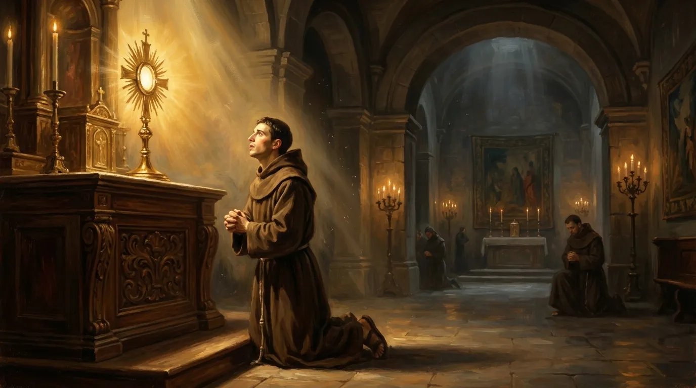 Portrait de saint Pascal Baylon, franciscain espagnol du XVIe siècle, patron des œuvres eucharistiques
