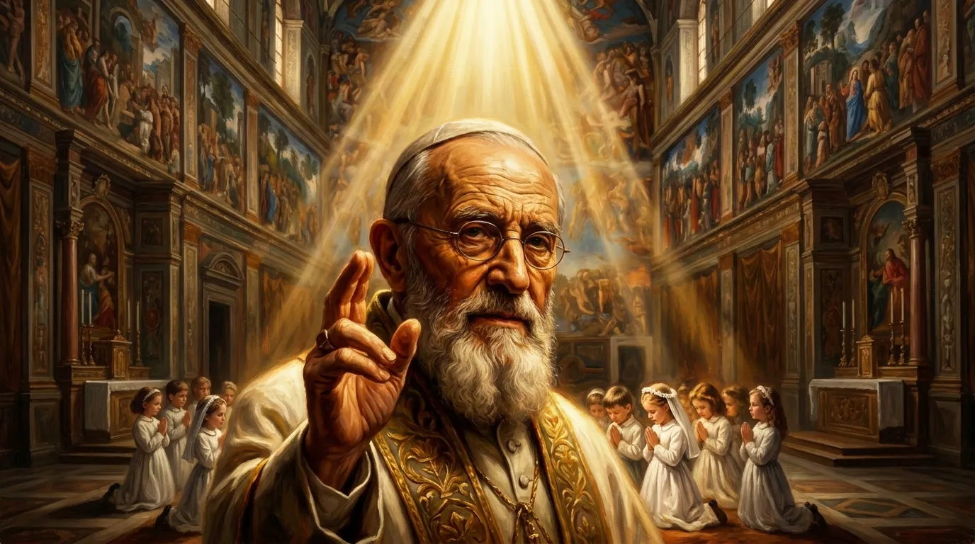 Portrait de saint Pie X, pape du début XXe siècle, défenseur de la communion fréquente et des enfants
