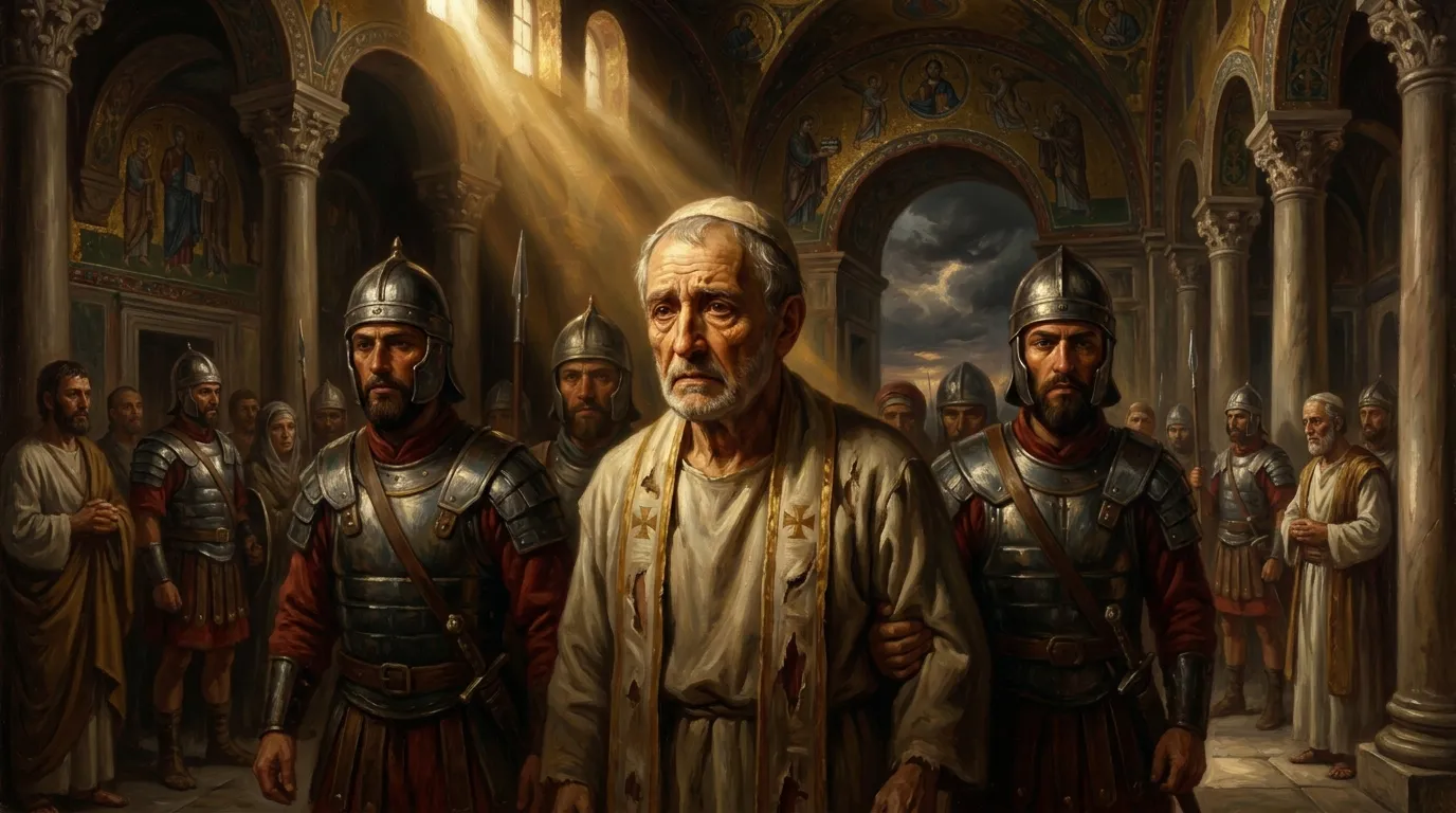 Portrait de saint Silvère, pape romain du VIe siècle, martyr exilé pour sa fidélité au siège