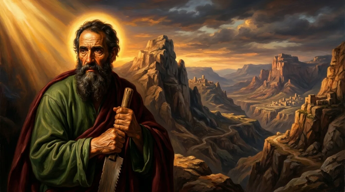 Portrait de saint Simon le Cananéen, apôtre du Christ au Ier siècle, martyr scié en deux selon la tradition