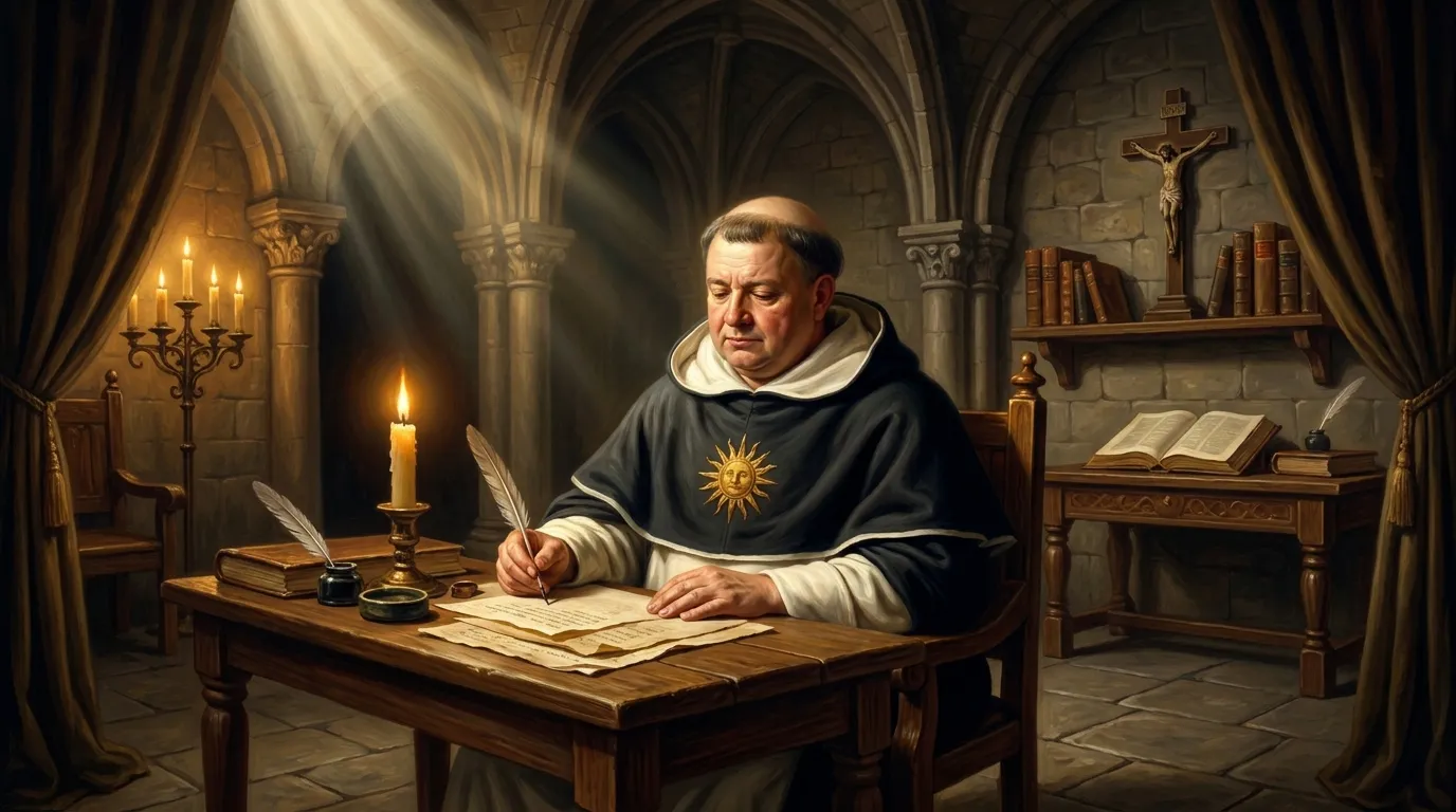 Portrait de saint Thomas d'Aquin, dominicain et docteur de l'Église au XIIIe siècle