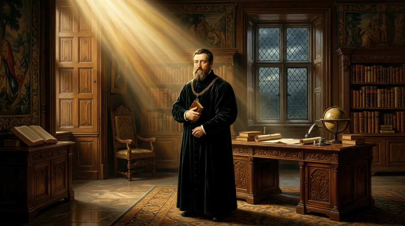Portrait de saint Thomas More, chancelier humaniste du XVIe siècle, martyr décapité sous Henri VIII