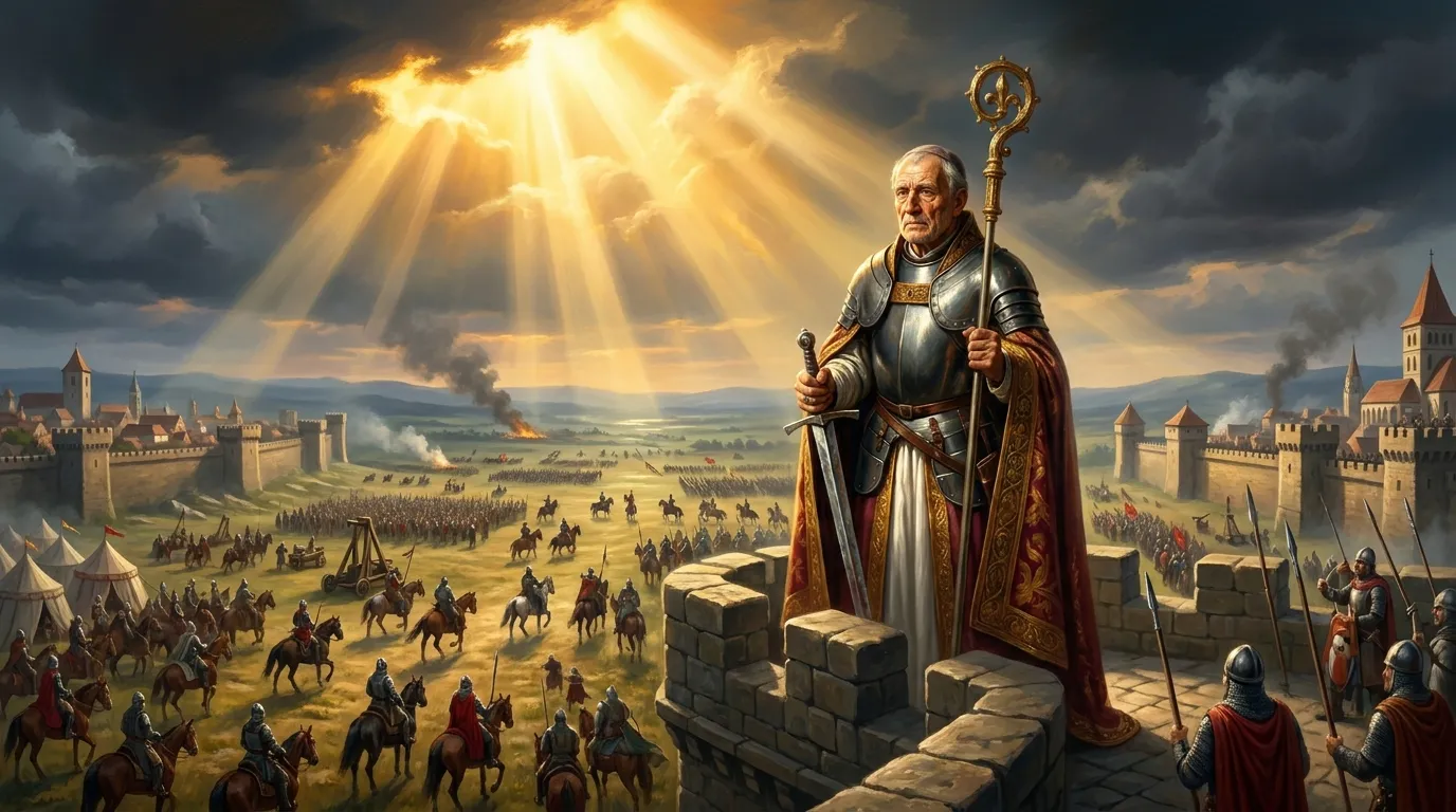 Portrait de saint Ulric d'Augsbourg, évêque du Xe siècle, défenseur contre les Magyars