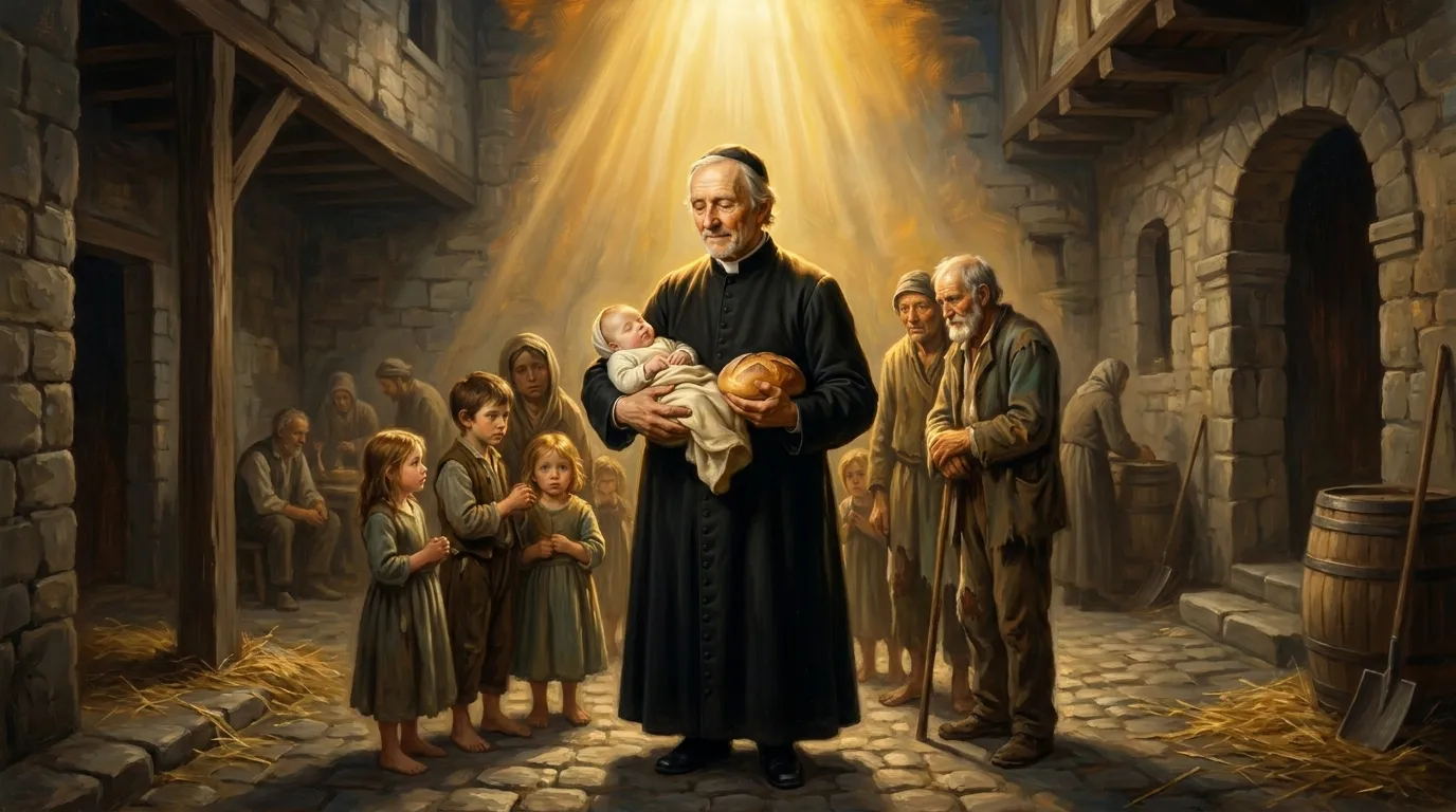 Portrait de saint Vincent de Paul, prêtre français du XVIIe siècle, fondateur des Filles de la Charité