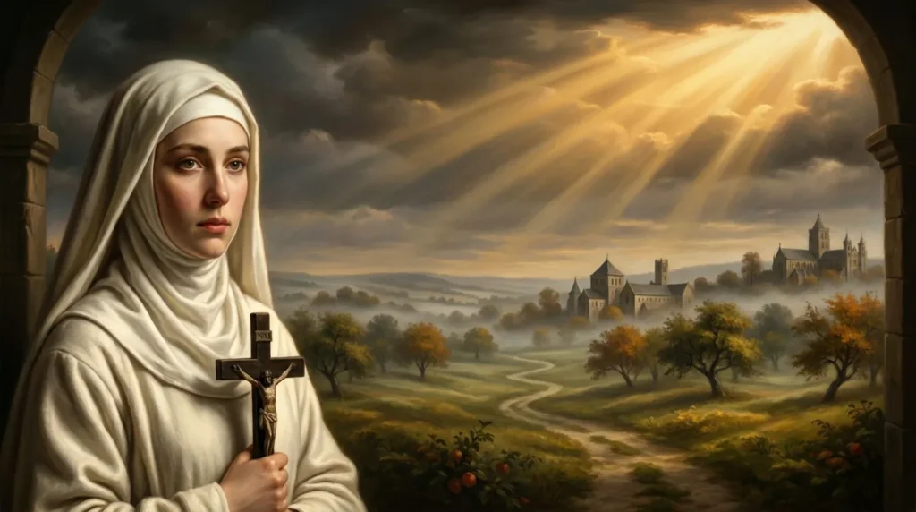 Portrait de sainte Adeline, abbesse bénédictine du XIe siècle, fondatrice de Mortain