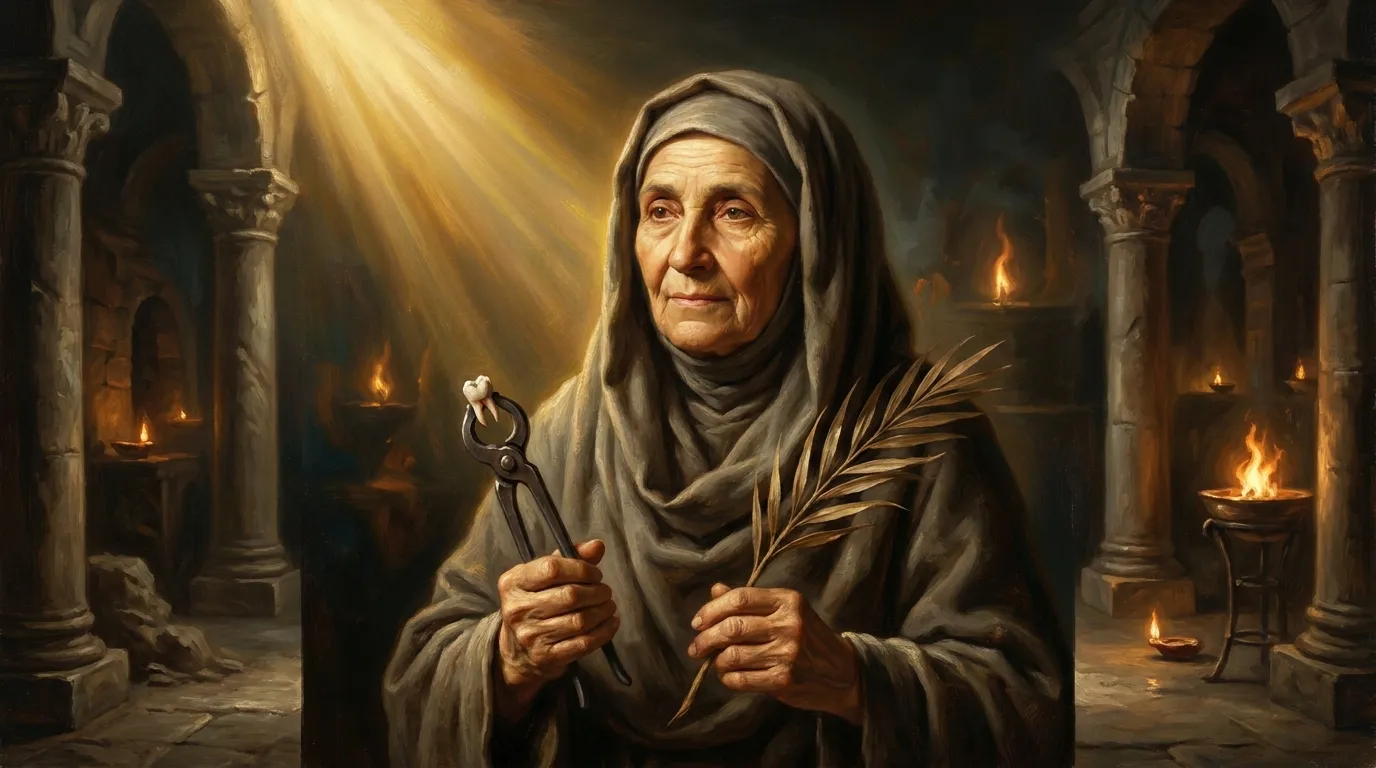 Portrait de sainte Apolline, vierge martyre d'Alexandrie au IIIe siècle, patronne contre les maux de dents