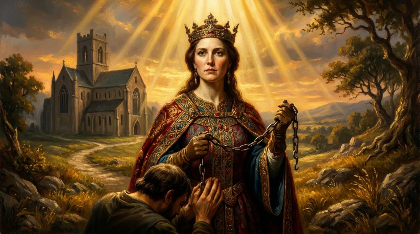 Portrait de sainte Bathilde, reine des Francs au VIIe siècle, fondatrice de l'abbaye de Chelles
