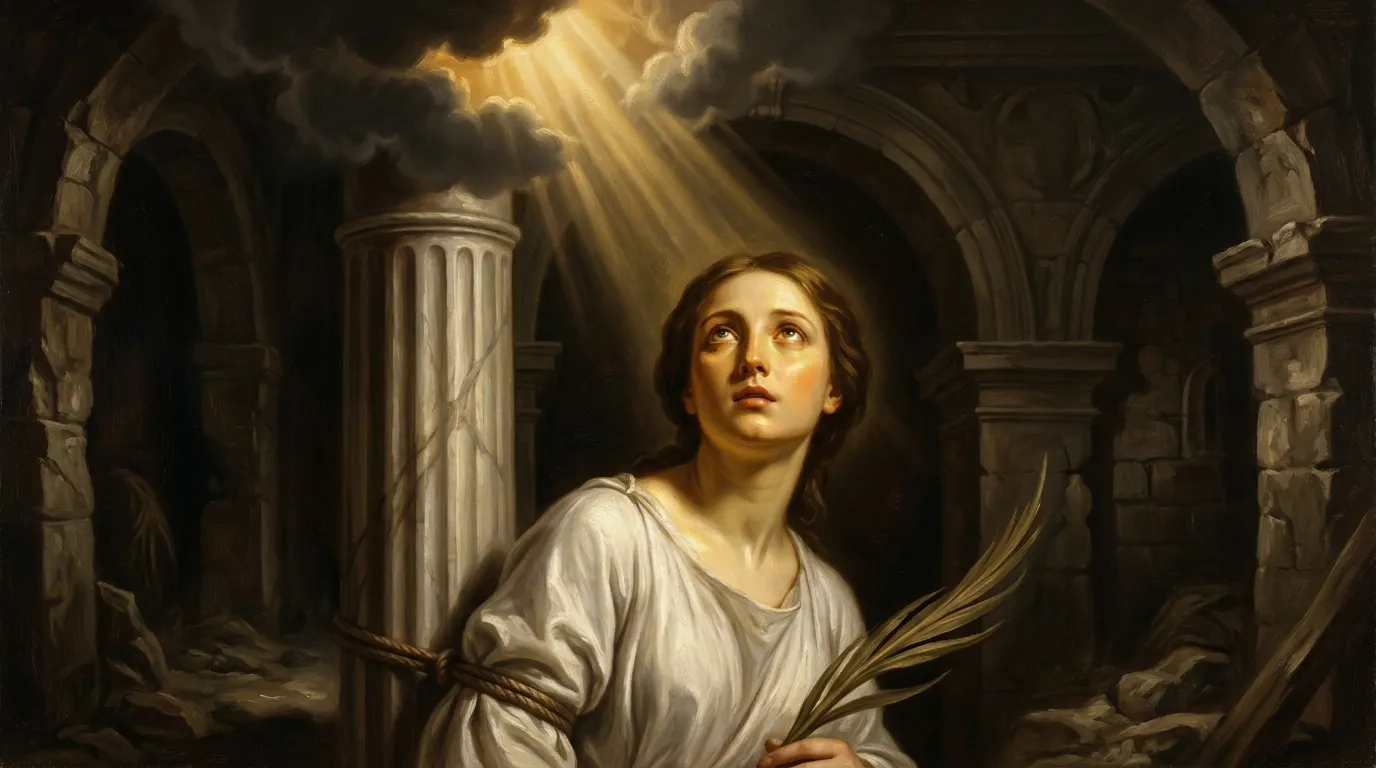 Portrait de sainte Bibiane, vierge martyre romaine du IVe siècle sous Julien l'Apostat