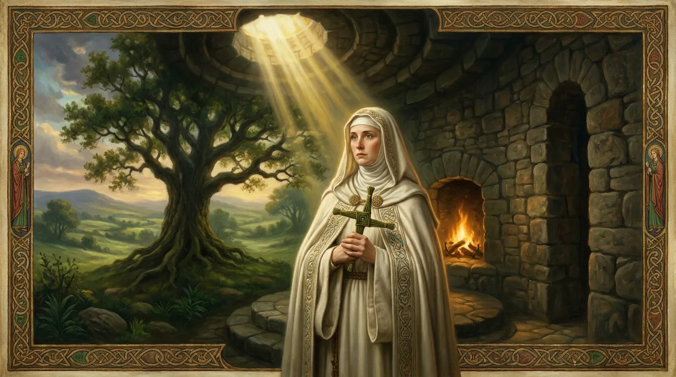 Portrait de sainte Brigitte de Kildare, abbesse irlandaise du Ve siècle, patronne de l'Irlande