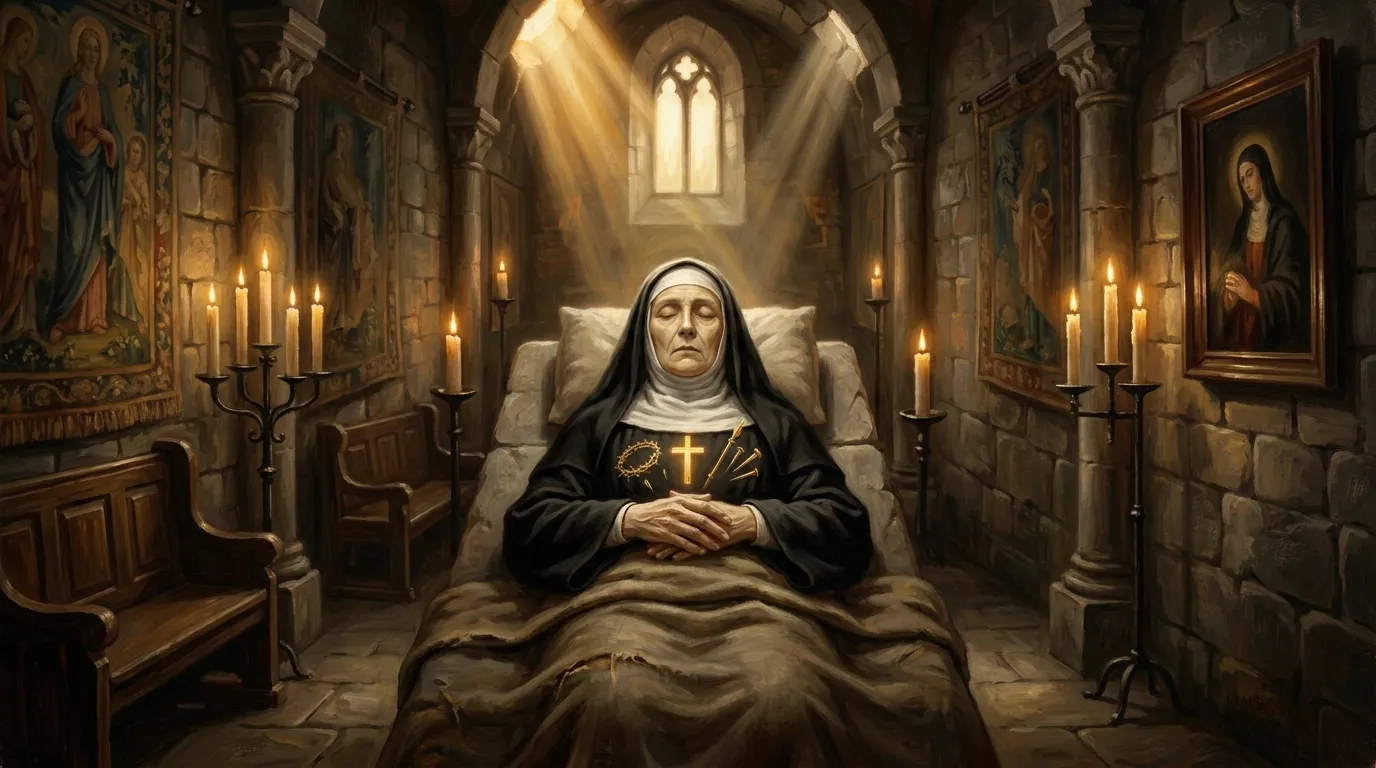 Portrait de sainte Claire de Montefalco, mystique augustine du XIIIe siècle, en Ombrie