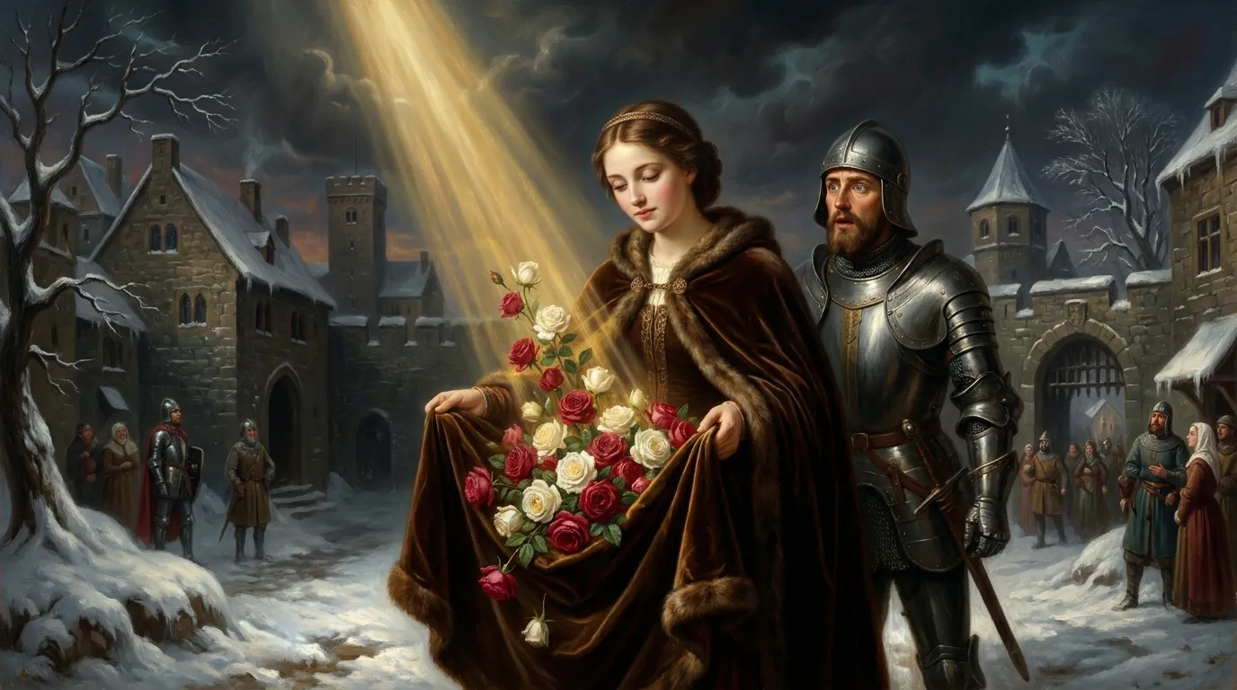Portrait de sainte Élisabeth de Thuringe, princesse hongroise du XIIIe siècle, charité aux pauvres