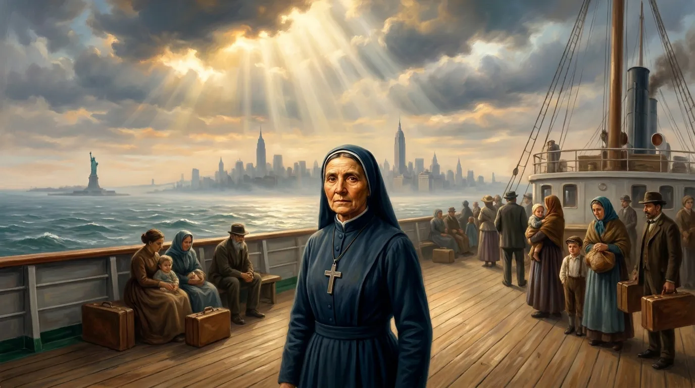 Portrait de sainte Françoise-Xavière Cabrini, missionnaire du XIXe siècle, patronne des migrants