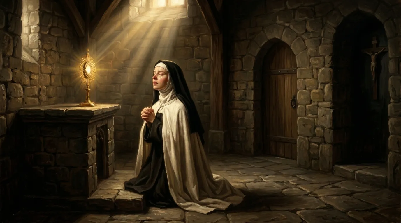 Portrait de sainte Ida de Louvain, mystique cistercienne du XIIIe siècle aux visions eucharistiques