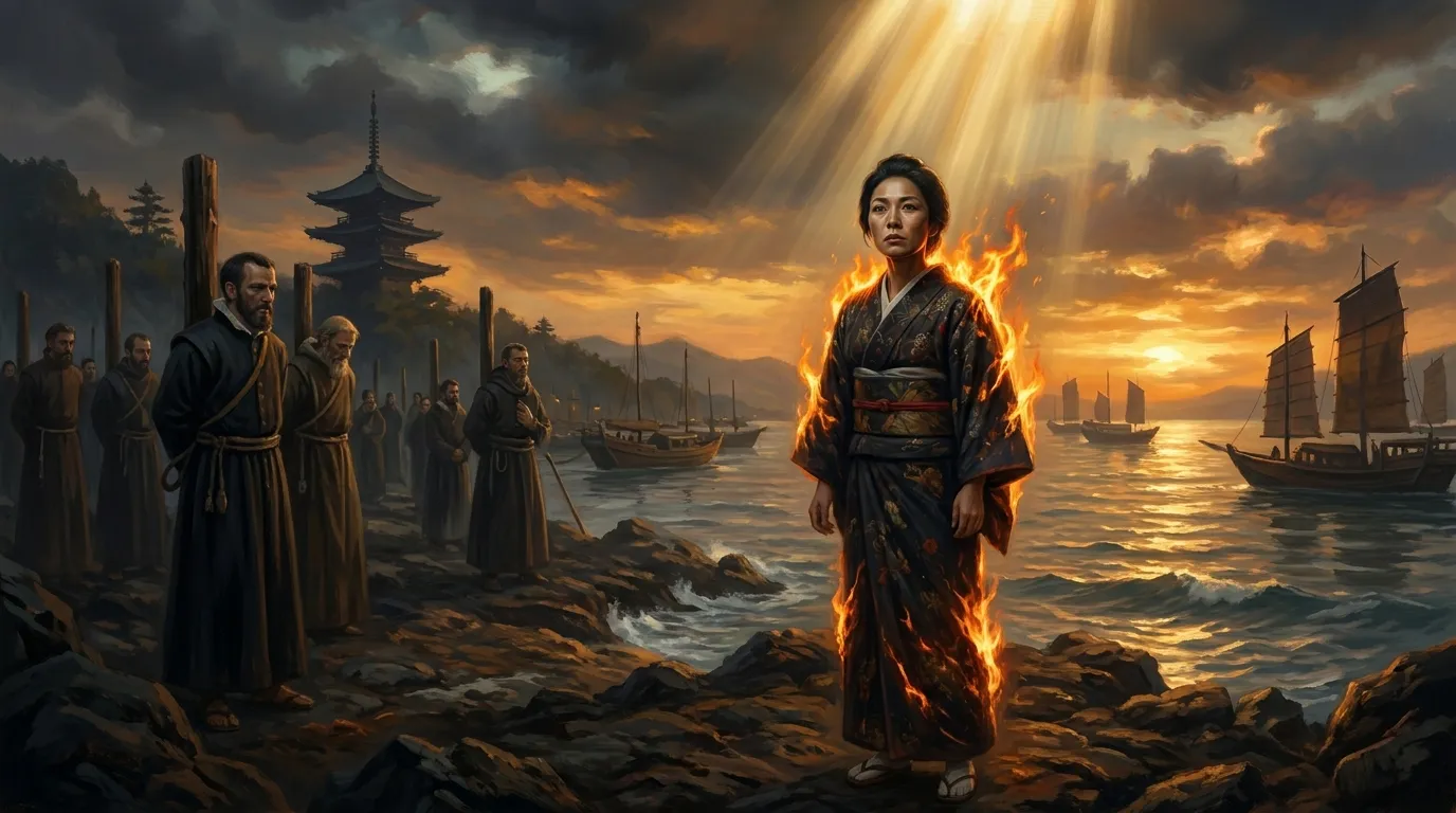 Portrait de sainte Inès Takeya, martyre japonaise brûlée vive à Nagasaki en 1622