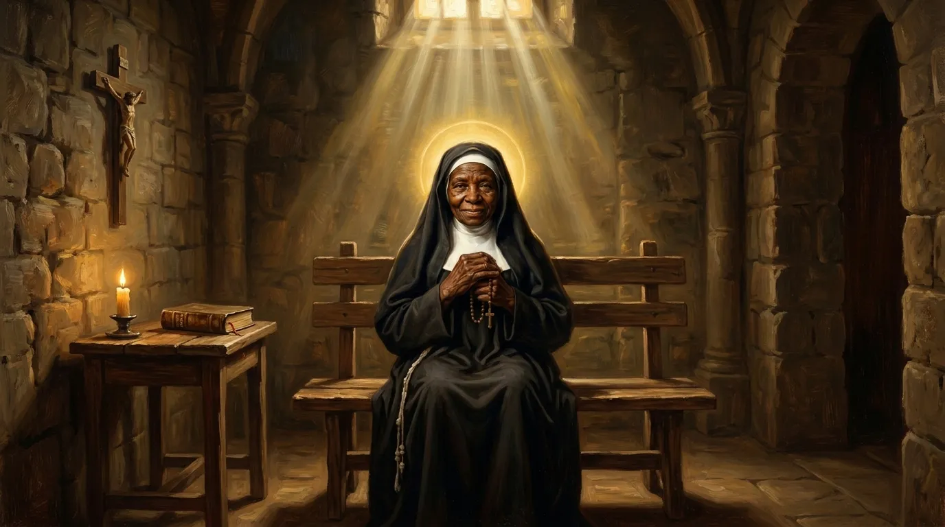 Portrait de sainte Joséphine Bakhita, religieuse soudanaise du XIXe siècle, ancienne esclave
