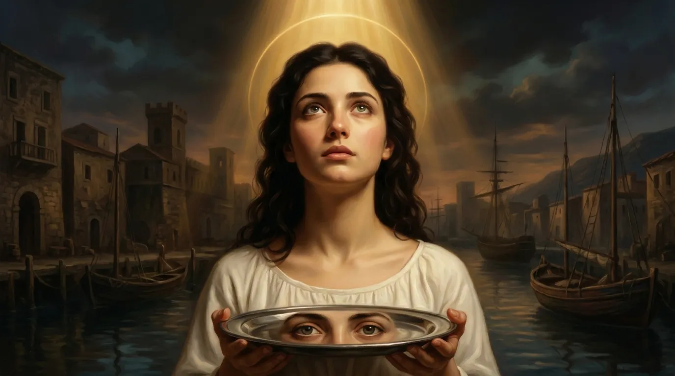 Portrait de sainte Lucie de Syracuse, vierge martyre du IVe siècle, patronne des aveugles