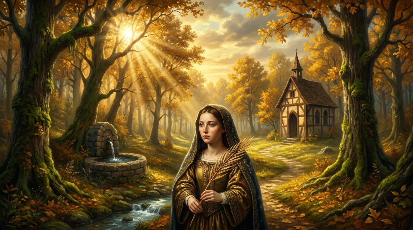 Portrait de sainte Rosine, vierge bavaroise médiévale, patronne de Wenglingen