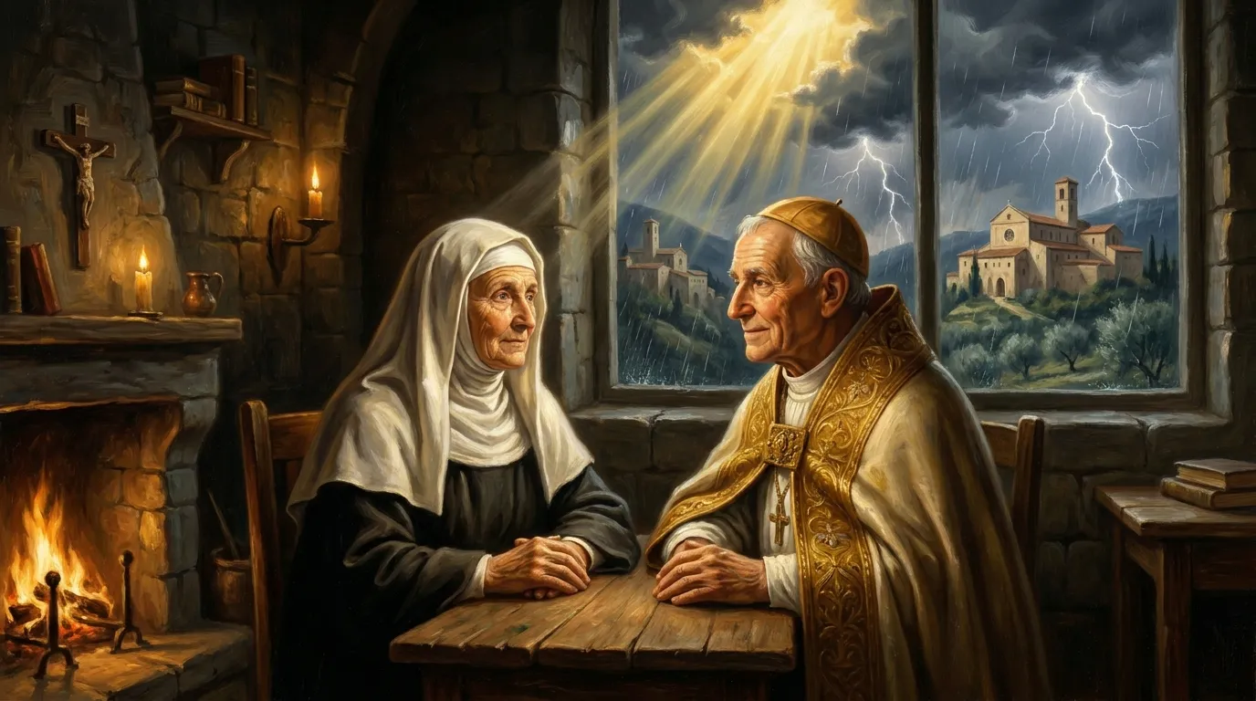Portrait de sainte Scholastique, sœur de saint Benoît, vierge bénédictine, VIe siècle