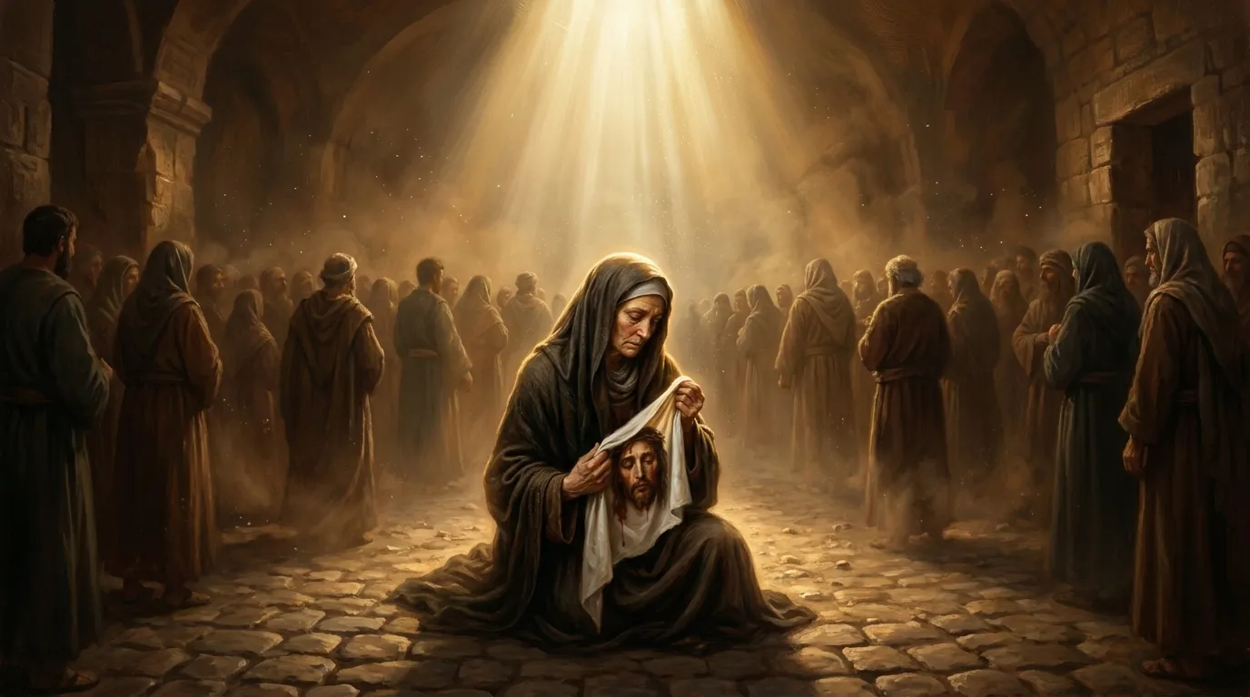 Portrait de sainte Véronique, femme au voile sur le chemin du Calvaire, Ier siècle
